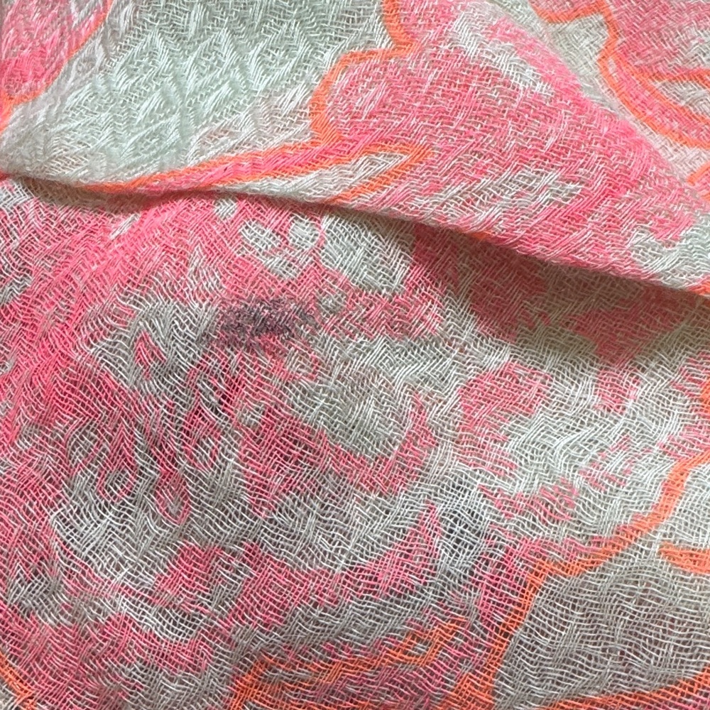 Gap Floral Scarf Cotton Wool Blend Semi Sheer Oversized Lightweight Wrap - Picture 5 of 7